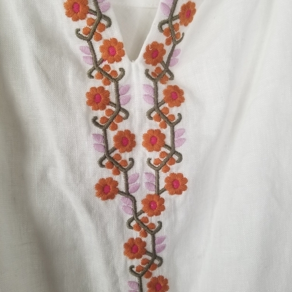 NWT Madewell White Embroidered Linen-Blend Raglan Ruffle Mini Dress XS Boho 70's - Picture 14 of 16